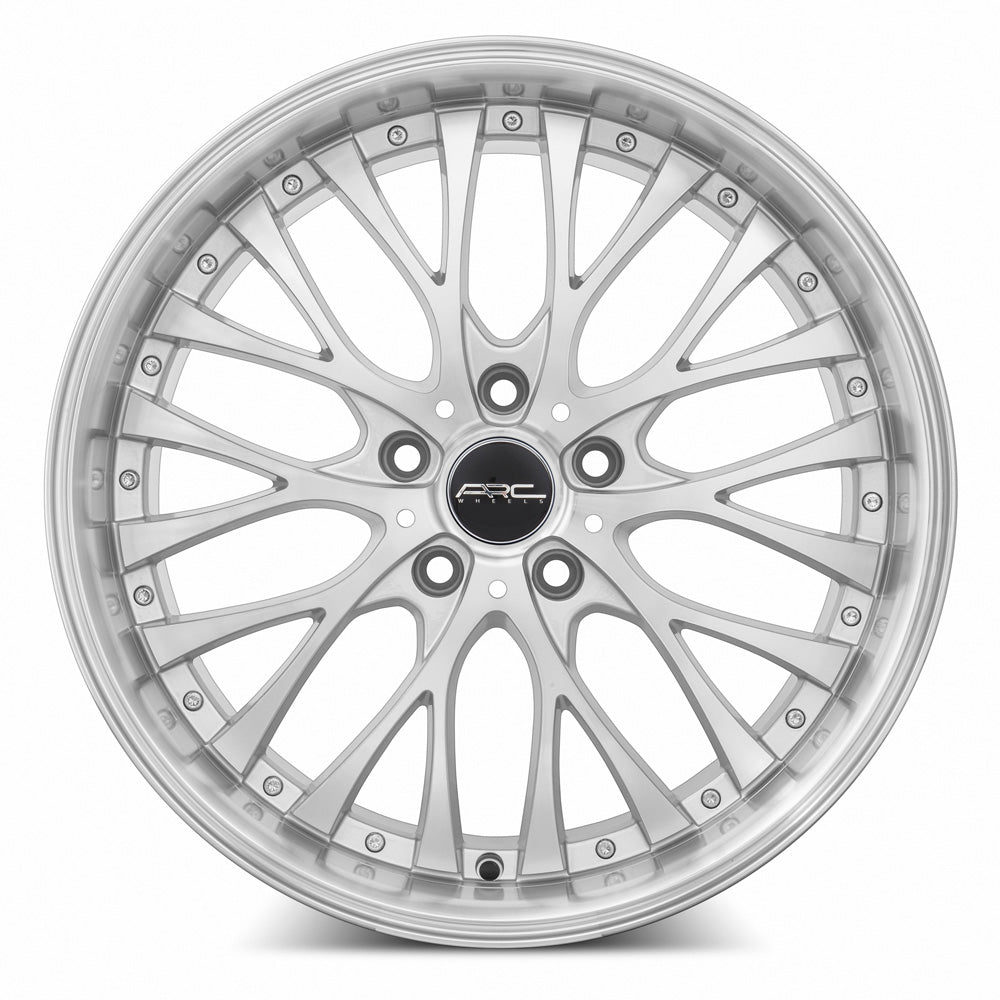 ARC AR6 Silver Machine Face Lip Chrome Rivet 18x8 +30 5x112mm 73.1mm