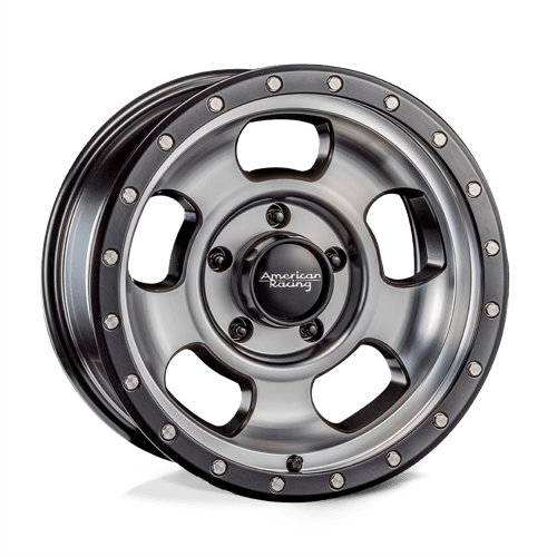 American Racing AR969 ANSEN OFFROAD Satin Black Mach W/ S-black Rg 17x8.5 +25 6x114.3mm 72.6mm - Wheelwiz
