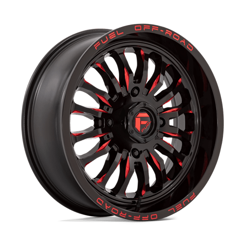 Fuel Offroad D822 ARC UTV Gloss Black Milled Red 18x7 +13 4x137mm 110.1mm - Wheelwiz