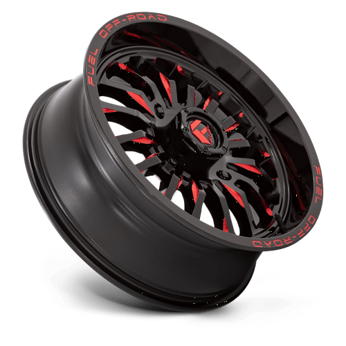 Fuel Offroad D822 ARC UTV Gloss Black Milled Red 18x7 +13 4x137mm 110.1mm - Wheelwiz
