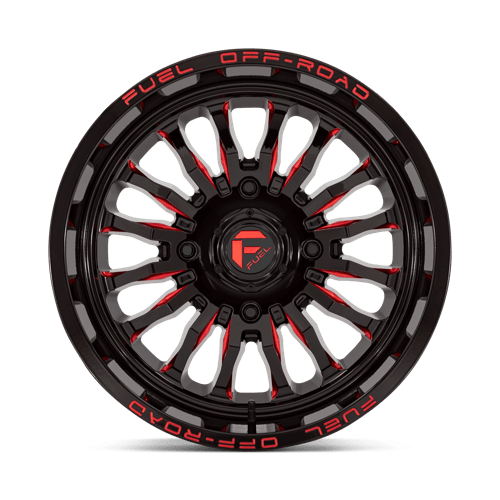 Fuel Offroad D822 ARC UTV Gloss Black Milled Red 18x7 +13 4x137mm 110.1mm - Wheelwiz
