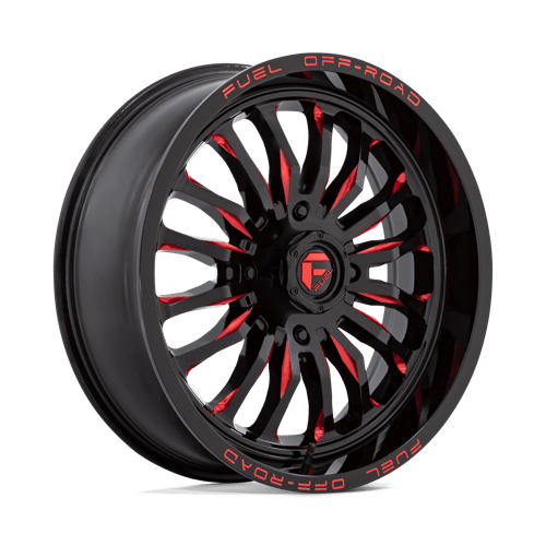Fuel Offroad D822 ARC UTV Gloss Black Milled Red 20x7 +13 4x137mm 110.1mm - Wheelwiz