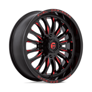 Fuel Offroad D822 ARC UTV Gloss Black Milled Red 20x7 +13 4x137mm 110.1mm - Wheelwiz