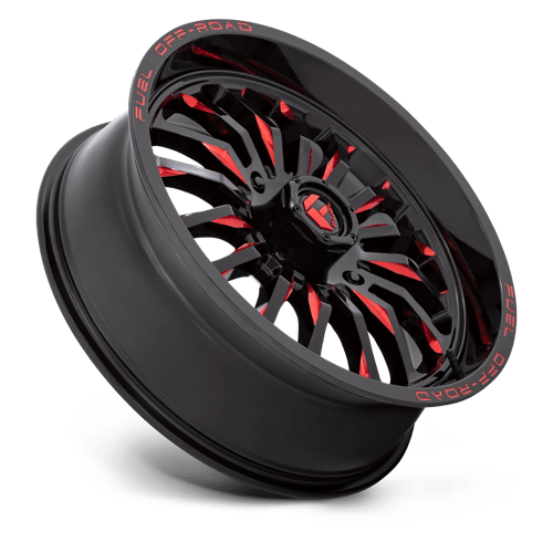 Fuel Offroad D822 ARC UTV Gloss Black Milled Red 20x7 +13 4x137mm 110.1mm - Wheelwiz