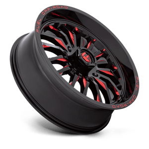 Fuel Offroad D822 ARC UTV Gloss Black Milled Red 20x7 +13 4x156mm 132mm - Wheelwiz