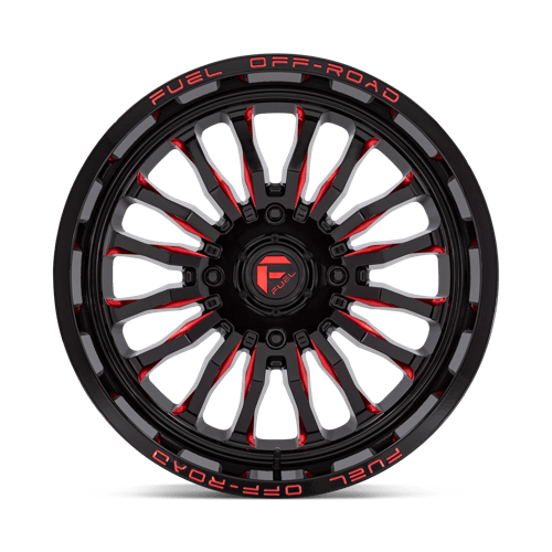 Fuel Offroad D822 ARC UTV Gloss Black Milled Red 20x7 +13 4x137mm 110.1mm - Wheelwiz