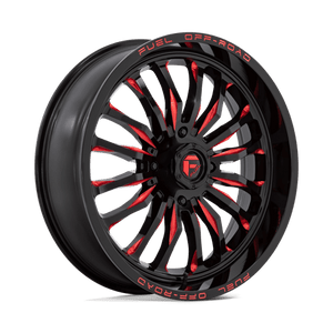 Fuel Offroad D822 ARC UTV Gloss Black Milled Red 22x7 +13 4x137mm 110.1mm - Wheelwiz
