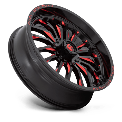 Fuel Offroad D822 ARC UTV Gloss Black Milled Red 22x7 +13 4x137mm 110.1mm - Wheelwiz