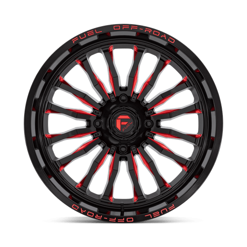 Fuel Offroad D822 ARC UTV Gloss Black Milled Red 22x7 +13 4x137mm 110.1mm - Wheelwiz