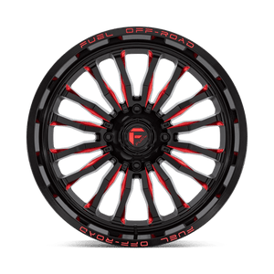Fuel Offroad D822 ARC UTV Gloss Black Milled Red 22x7 +13 4x137mm 110.1mm - Wheelwiz