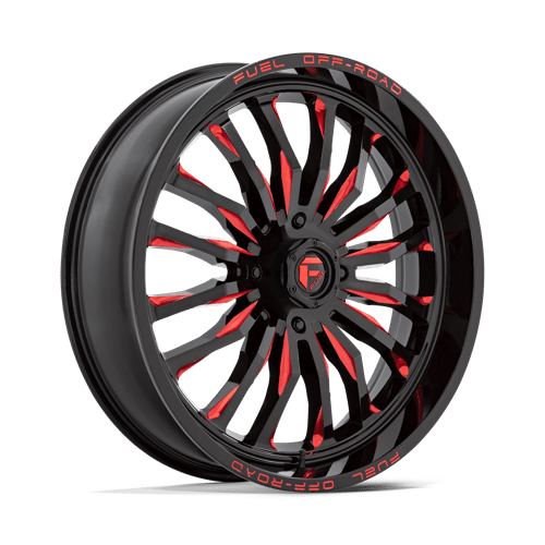 Fuel Offroad D822 ARC UTV Gloss Black Milled Red 24x7 +13 4x156mm 132mm - Wheelwiz