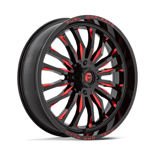 Fuel Offroad D822 ARC UTV Gloss Black Milled Red 24x7 +13 4x137mm 110.1mm - Wheelwiz