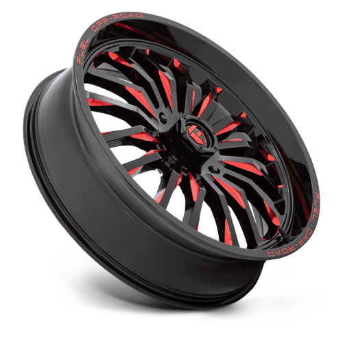 Fuel Offroad D822 ARC UTV Gloss Black Milled Red 24x7 +13 4x137mm 110.1mm - Wheelwiz