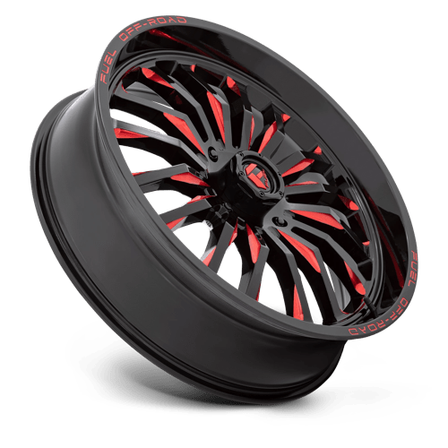 Fuel Offroad D822 ARC UTV Gloss Black Milled Red 24x7 +13 4x156mm 132mm - Wheelwiz