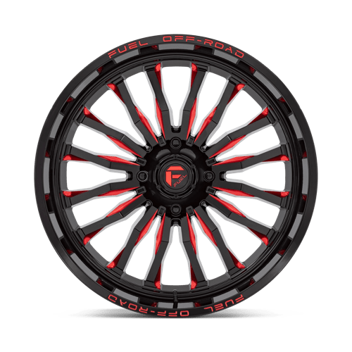 Fuel Offroad D822 ARC UTV Gloss Black Milled Red 24x7 +13 4x137mm 110.1mm - Wheelwiz