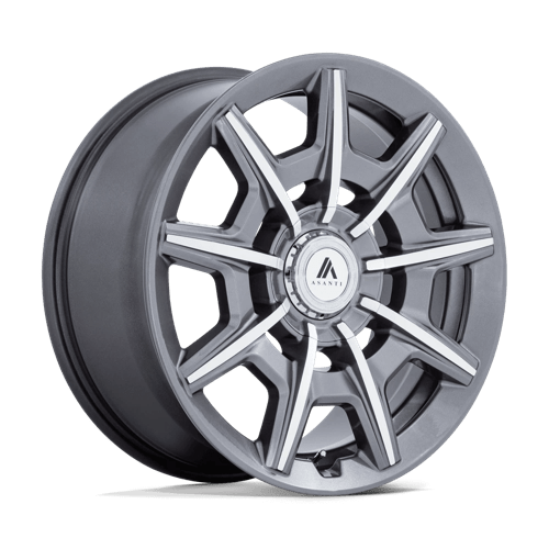 Asanti Black AB041 ESQUIRE Gloss Anthracite Bright Mach 22x10.5 +18 Custom 72.6mm - Wheelwiz