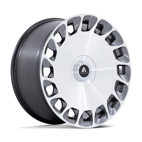 Asanti Black AB045 ARISTOCRAT Gloss Platinum Bright Mach Fc 20x9 +15 Custom 72.6mm - Wheelwiz