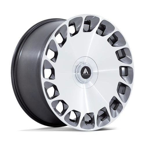 Asanti Black AB045 ARISTOCRAT Gloss Platinum Bright Mach Fc 22x10.5 +38 5x112|5x120mm 74.1mm - Wheelwiz