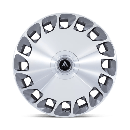 Asanti Black AB045 ARISTOCRAT Gloss Platinum Bright Mach Fc 24x10 +15 Custom 72.6mm - Wheelwiz