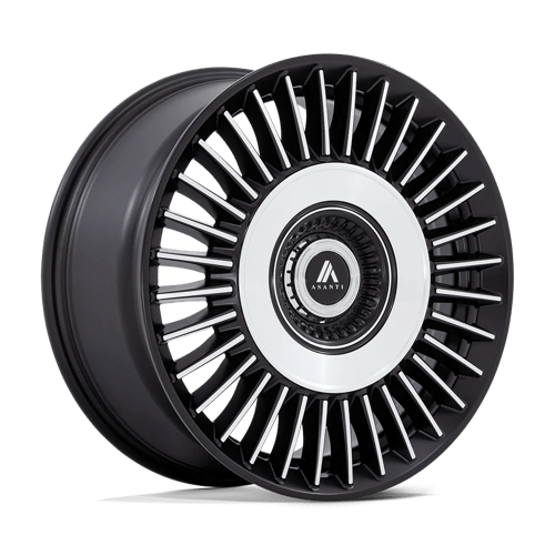 Asanti Black AB040 TIARA Satin Black Bright Mach Face 22x10.5 +18 Custom 72.6mm - Wheelwiz