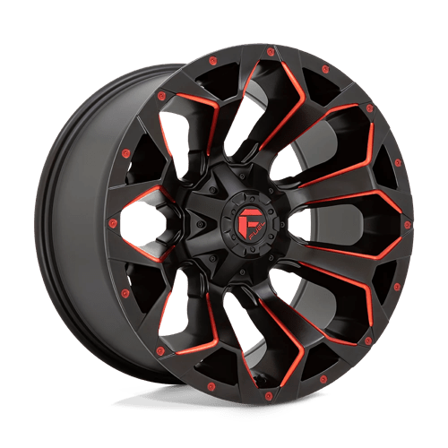 Fuel Offroad D787 ASSAULT Matte Black Red Milled 18x9 -13 6x135|6x139.7mm 106.1mm - Wheelwiz