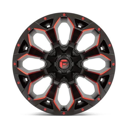 Fuel Offroad D787 ASSAULT Matte Black Red Milled 20x12 -43 6x135|6x139.7mm 106.1mm - Wheelwiz