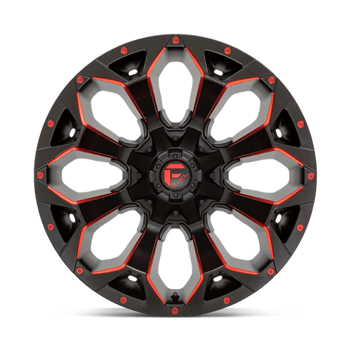 Fuel Offroad D787 ASSAULT Matte Black Red Milled 20x9 +1 8x165.1mm 125.1mm - Wheelwiz