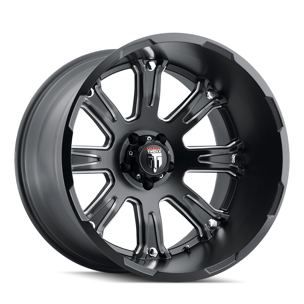 American Truxx BOMB Satin black milled 22x14 -76 8x180mm 125.2mm - Wheelwiz