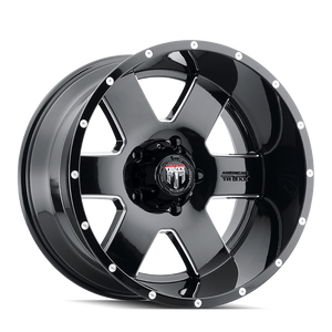 American Truxx ARMOR Gloss black milled 20x9 -12 6x139.7mm 106.1mm - WheelWiz