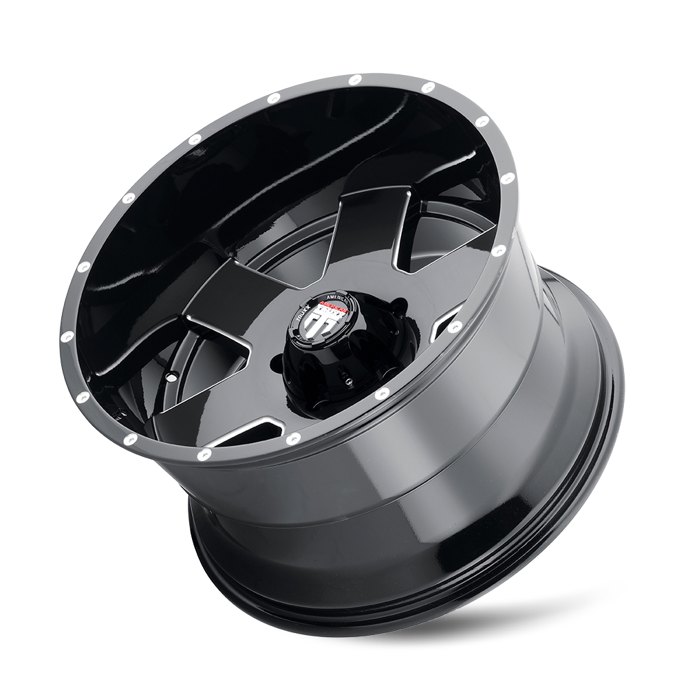 American Truxx ARMOR Gloss black milled 18x9 -12 8x165.1mm 125.2mm - WheelWiz