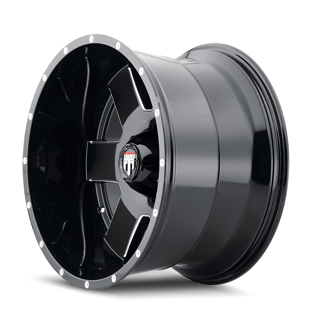 American Truxx ARMOR Gloss black milled 20x9 -12 8x165.1mm 125.2mm - Wheelwiz