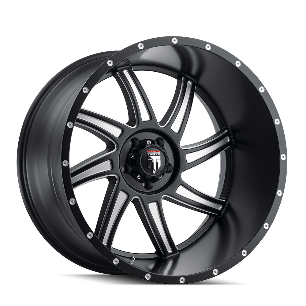 American Truxx VORTEX Satin black milled 24x14 -76 8x170mm 125.2mm - WheelWiz