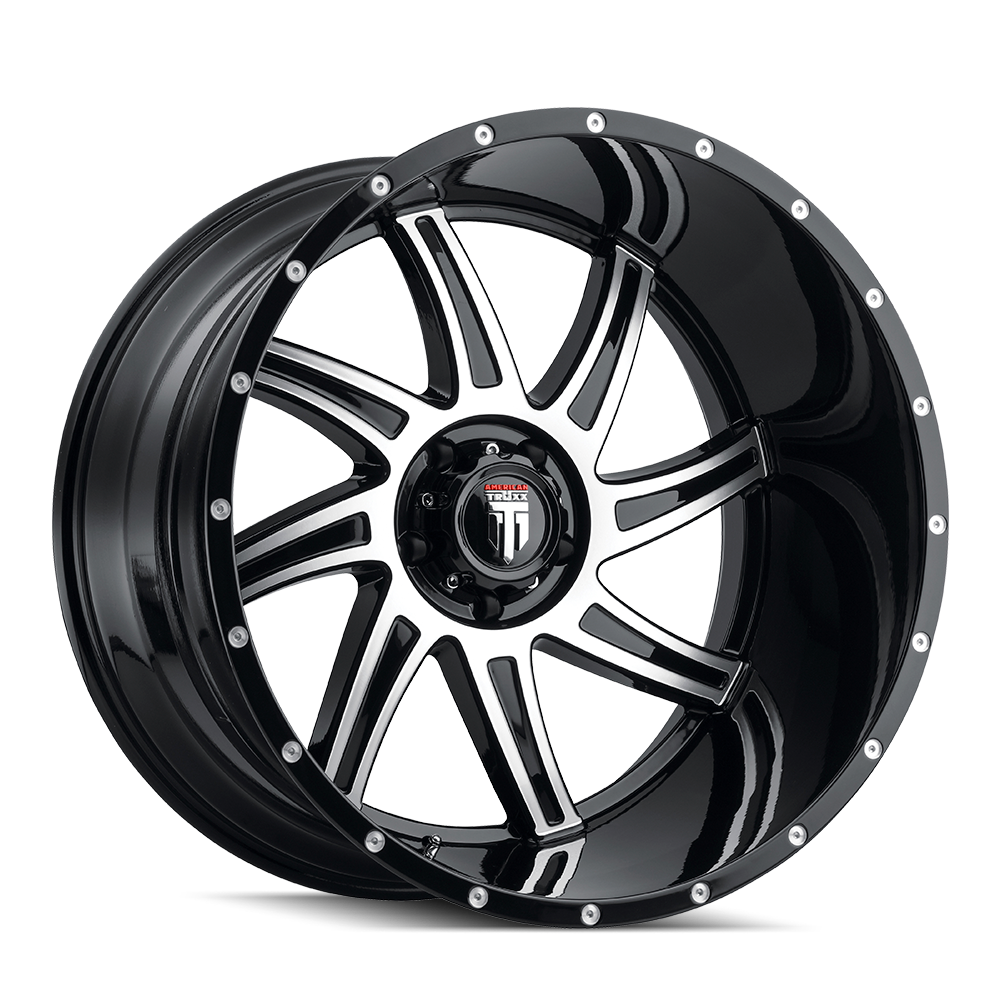 American Truxx VORTEX Gloss black machined 24x14 -76 8x170mm 125.2mm - Wheelwiz