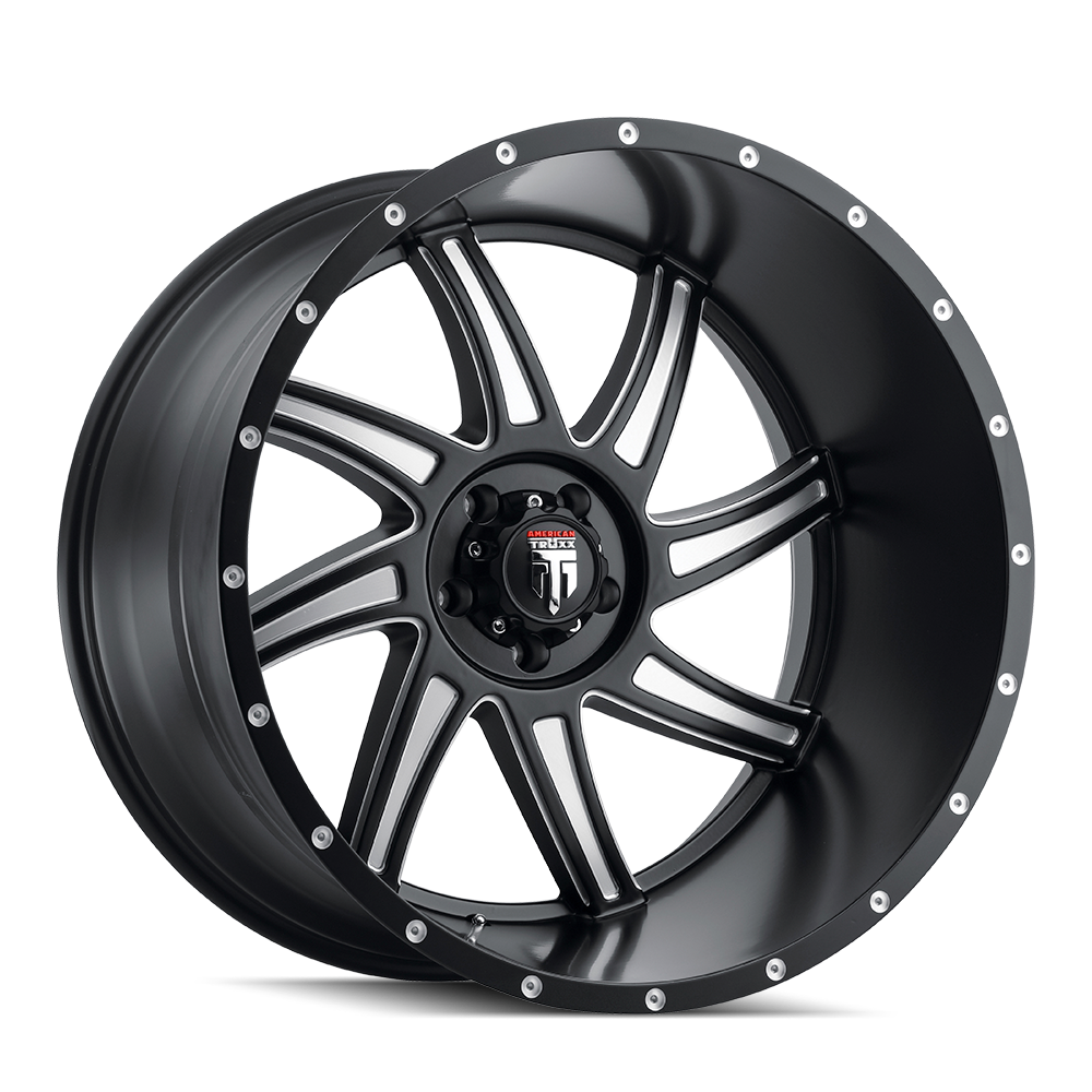 American Truxx VORTEX Satin black milled 20x10 -24 6x139.7mm 106.1mm - Wheelwiz