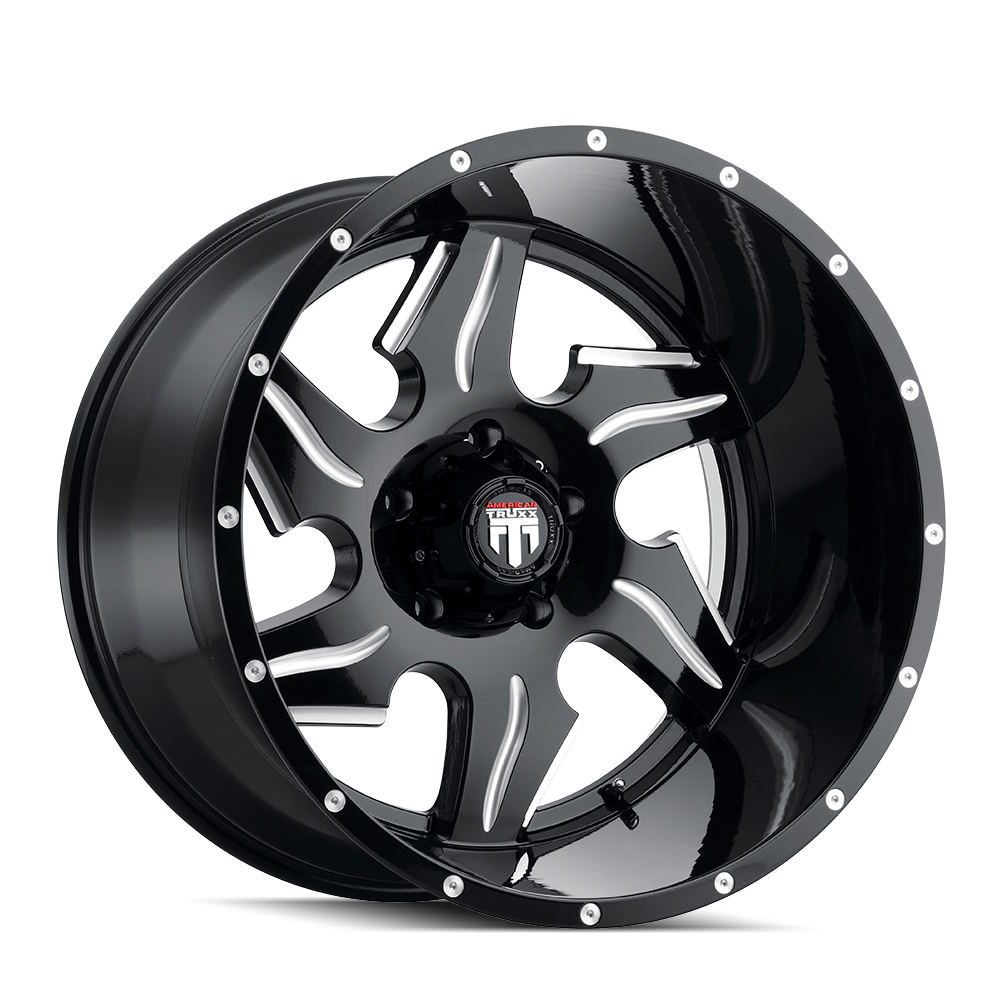 American Truxx NINJA Gloss black milled 20x12 -44 5x150mm 110.3mm - WheelWiz