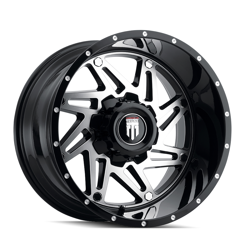 American Truxx WARRIOR Gloss black milled 20x10 -24 5x139.7|5x150mm 110.3mm - Wheelwiz
