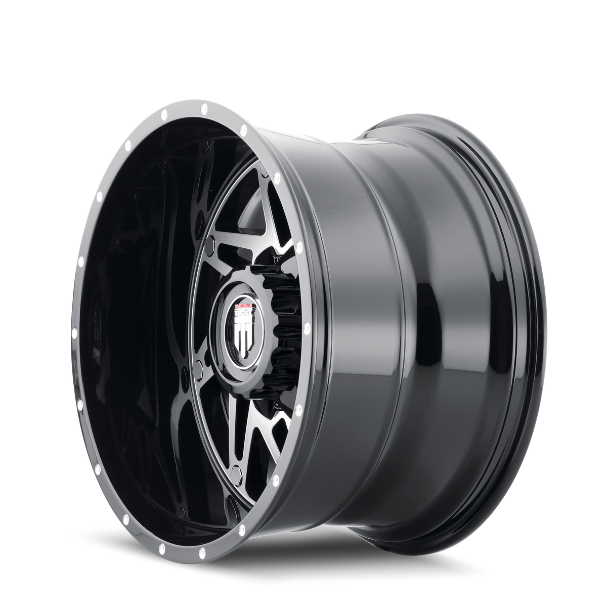 American Truxx WARRIOR Gloss black machined 20x10 -24 6x135|6x139.7mm 106.1mm - Wheelwiz