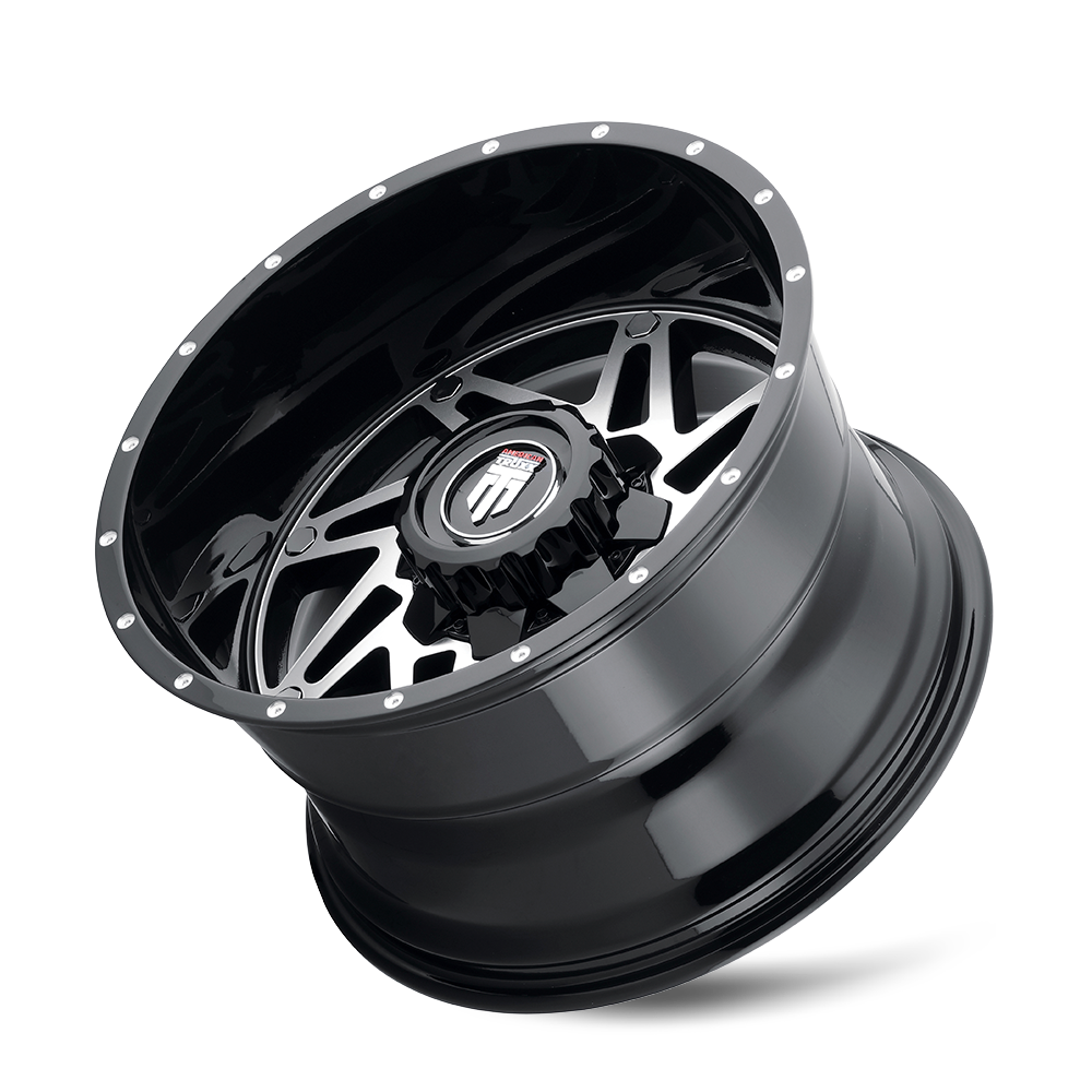 American Truxx WARRIOR Gloss black milled 20x10 -24 6x135|6x139.7mm 106.1mm - Wheelwiz