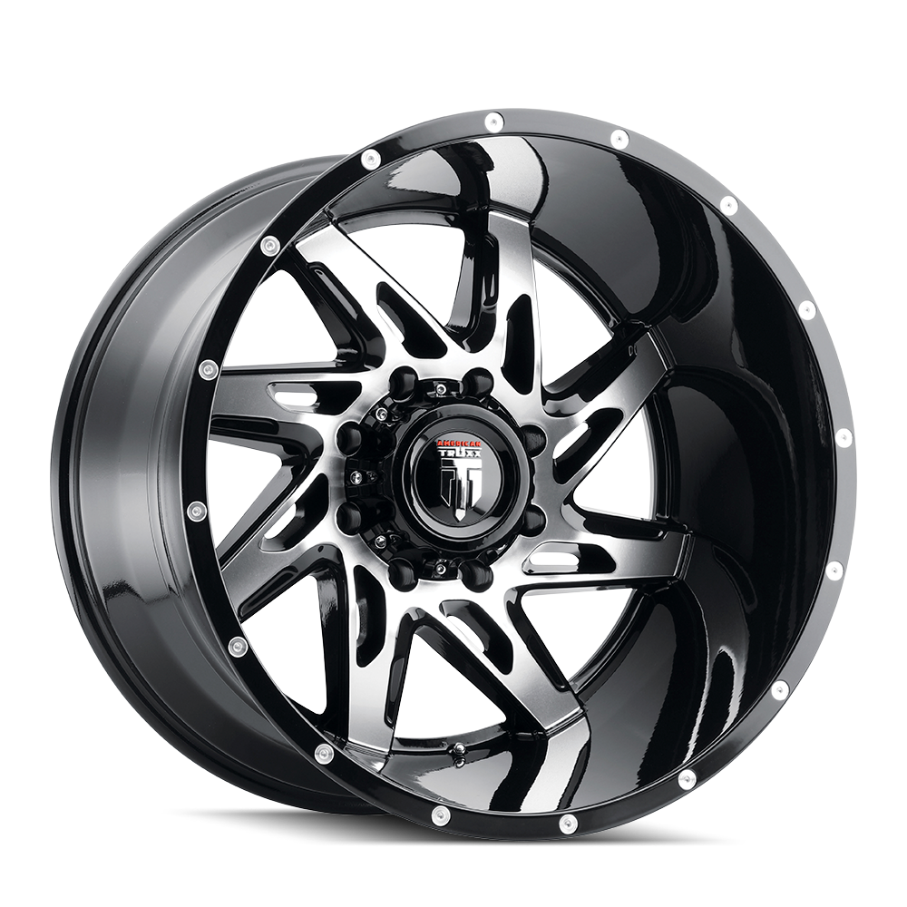 American Truxx SPYDER Gloss black machined 20x10 -24 8x165.1mm 125.2mm - WheelWiz