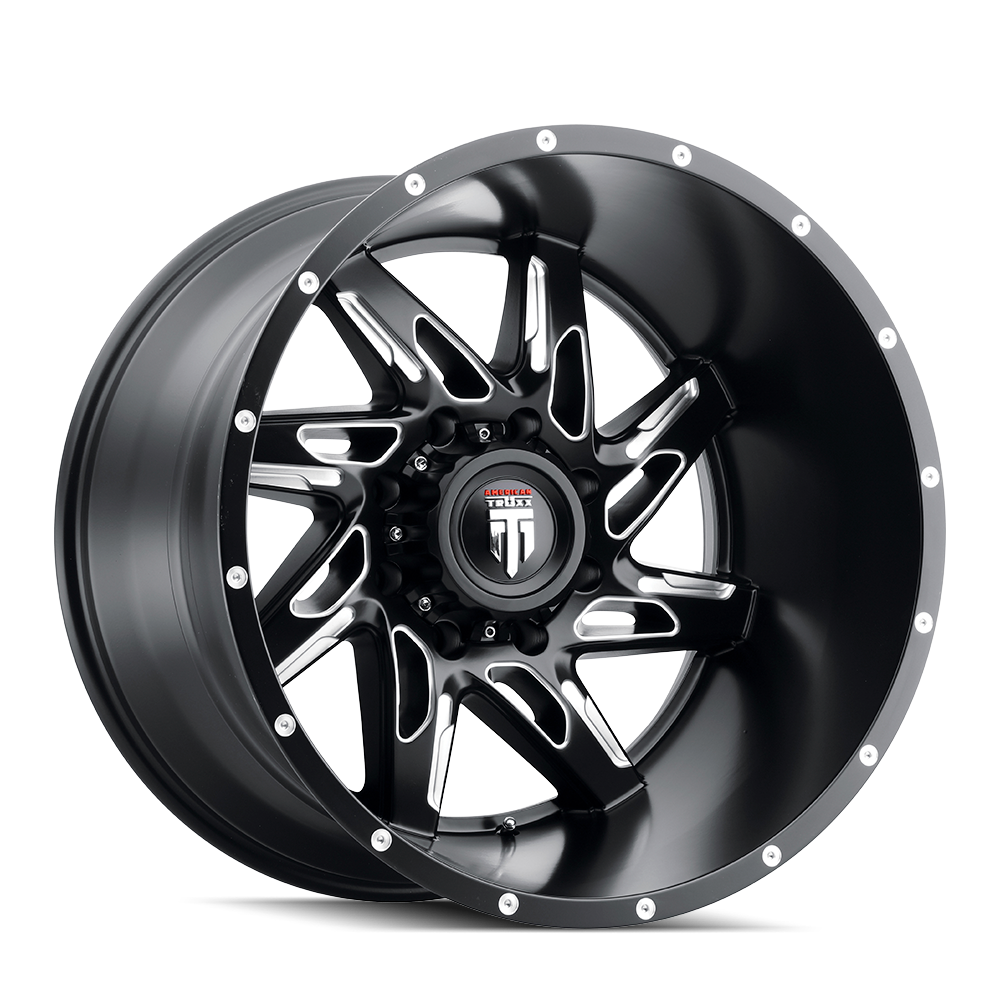 American Truxx SPYDER Satin black milled 20x10 -24 6x139.7mm 106.1mm - WheelWiz
