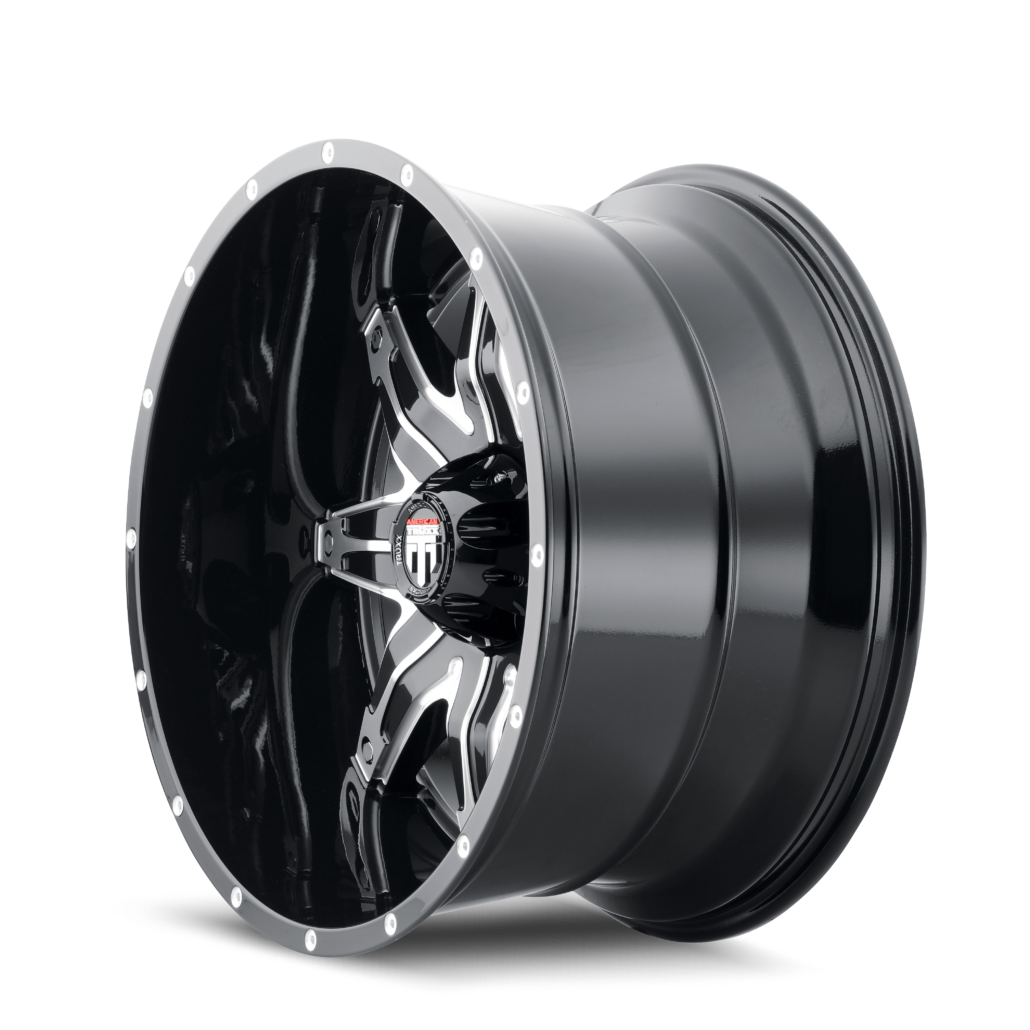 American Truxx LONESTAR Gloss black machined 20x10 -24 5x139.7mm 87.1mm - WheelWiz