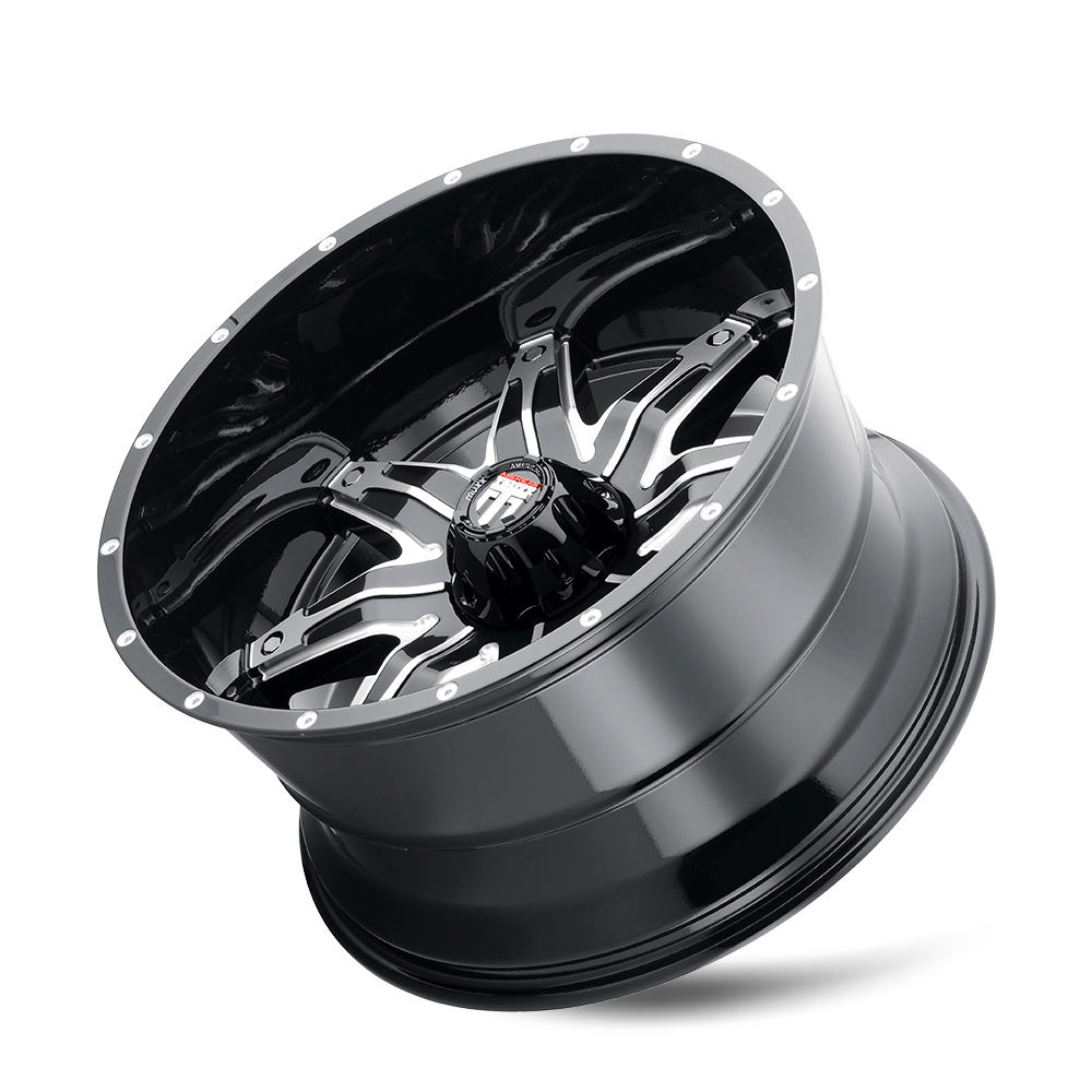 American Truxx LONESTAR Gloss black machined 20x10 -24 5x139.7mm 87.1mm - WheelWiz