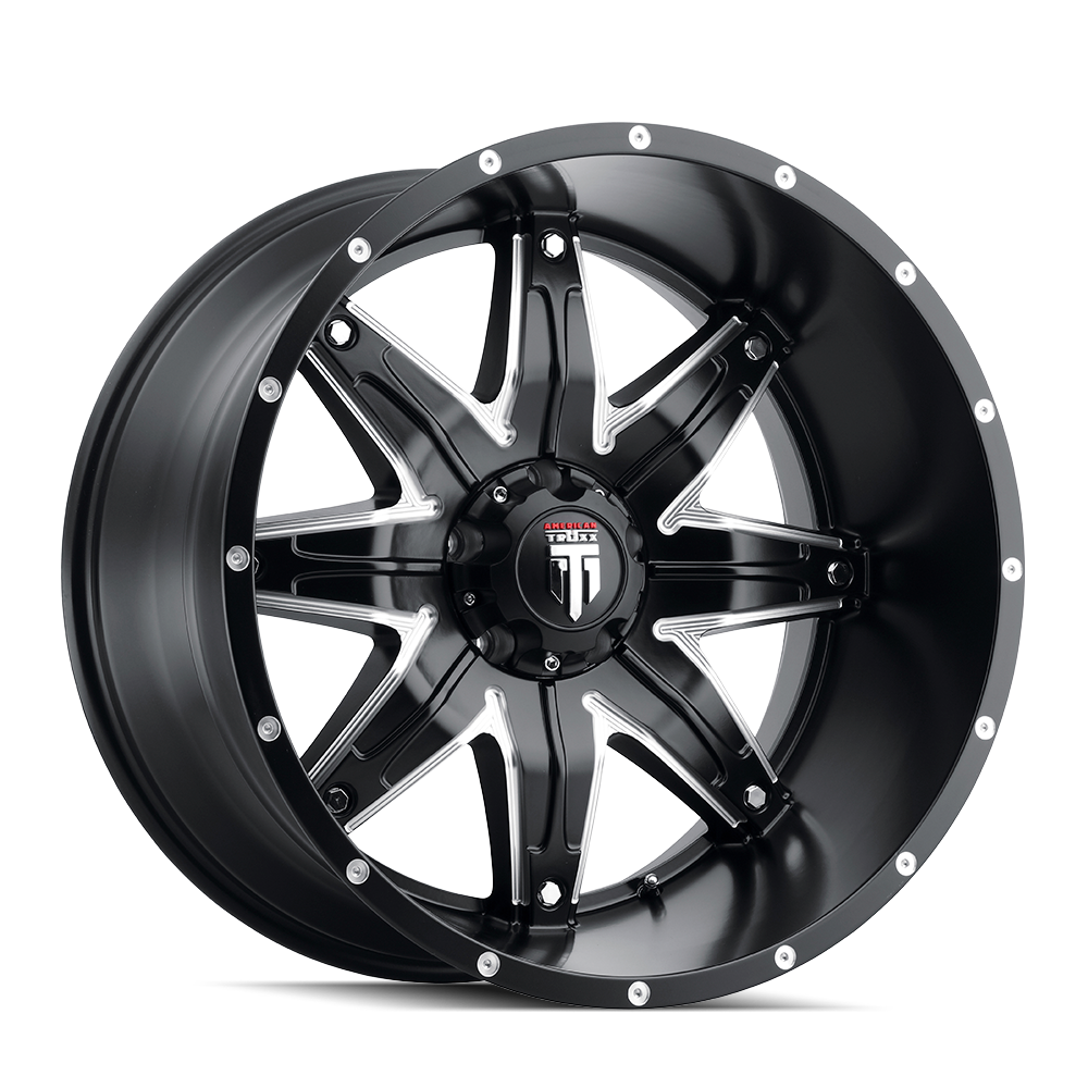 American Truxx LONESTAR Satin black milled 20x10 -24 5x139.7mm 87.1mm - WheelWiz