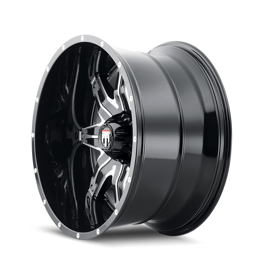 American Truxx LONESTAR Gloss black machined 22x12 -44 6x139.7mm 106.1mm - Wheelwiz