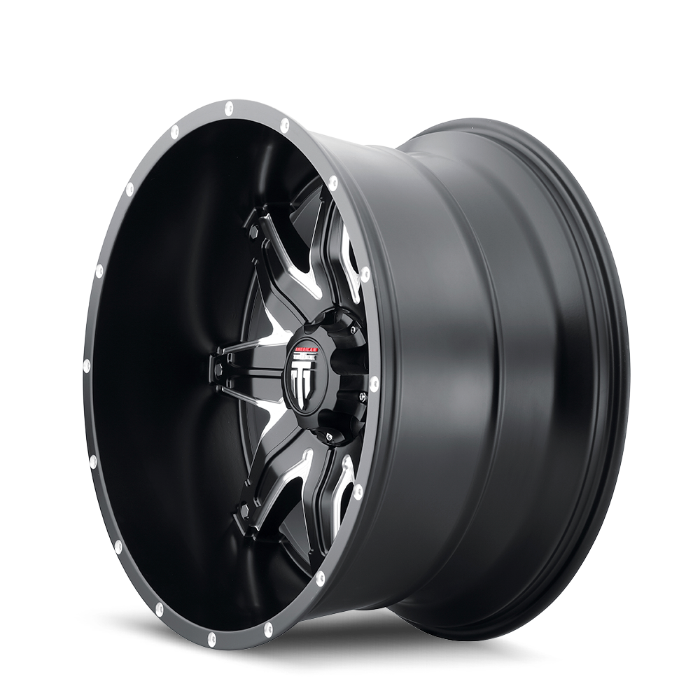 American Truxx LONESTAR Satin black milled 22x12 -44 8x180mm 125.2mm - Wheelwiz