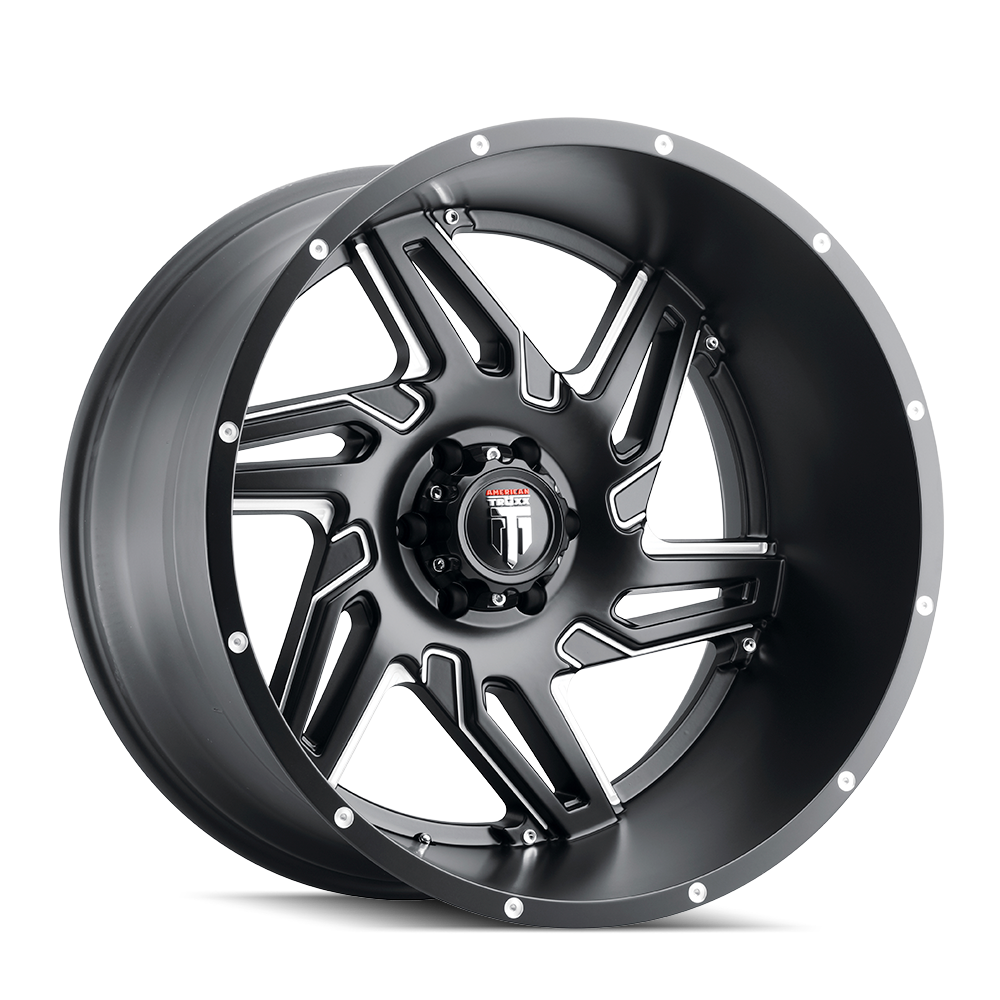 American Truxx SPURS Satin black milled 22x12 -44 5x139.7mm 87.1mm - Wheelwiz