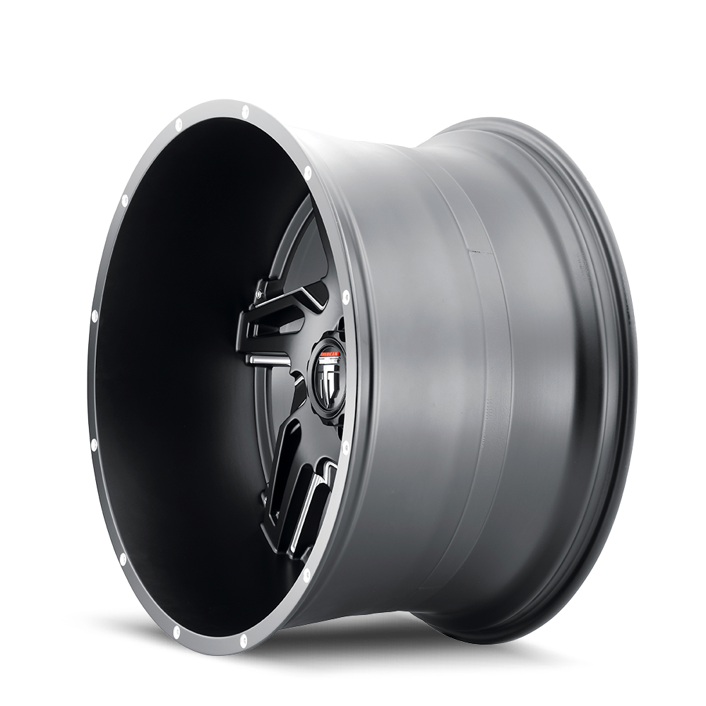 American Truxx SPURS Satin black milled 22x12 -44 6x135mm 87.1mm - Wheelwiz