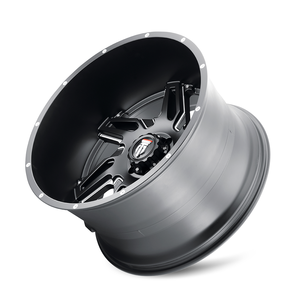 American Truxx SPURS Satin black milled 22x12 -44 6x135mm 87.1mm - Wheelwiz