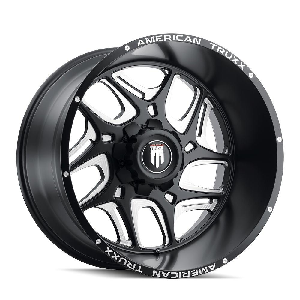 American Truxx SWEEP Satin black milled 22x12 -44 5x139.7|5x150mm 110.3mm - Wheelwiz