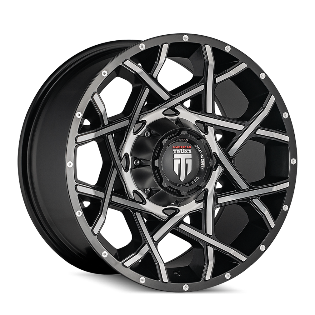 American Truxx GRIDLOCK Gloss black machined 20x12 -44 5x127|5x139.7mm 78.1mm - WheelWiz